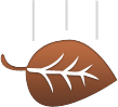 Hnědý list, ukazující vpravo, padající dolů 