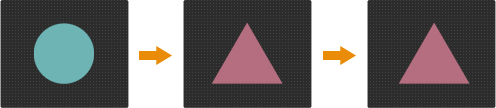 Modrý kruh, fialový trojúhelník, fialový trojúhelník 